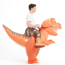 Load image into Gallery viewer, GOOSH Inflatable Dinosaur Costume for Adults Riding T Rex Air Blow up Funny Fancy Dress Halloween Party Cosplay Costume
