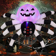 Load image into Gallery viewer, GOOSH 5FT Width Halloween Inflatables Outdoor Decorations Spider with Magic Light Broke Out from Window, Blow Up Yard Decorations with LED Lights for Party Yard Garden Lawn
