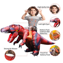 Load image into Gallery viewer, GOOSH Inflatable Dinosaur Costume Kids Halloween Blow up Costumes for Boys Girls Funny Riding T Rex Air Costume for Party Cosplay
