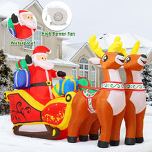 Load image into Gallery viewer, GOOSH 6.8 FT Christmas Inflatables Santa Claus Outdoor Decorations Blow Up Yard Santa on Sleigh Riding 2 Reindeer with Built-in LEDs for Xmas Party Holiday Garden Lawn Decor
