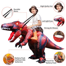 Load image into Gallery viewer, GOOSH Inflatable Dinosaur Costume Adults Halloween Blow up Costumes for Men Women Riding T Rex Air Costume for Party Cosplay
