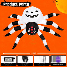 Load image into Gallery viewer, GOOSH 5FT Width Halloween Inflatables Outdoor Decorations Spider with Magic Light Broke Out from Window, Blow Up Yard Decorations with LED Lights for Party Yard Garden Lawn
