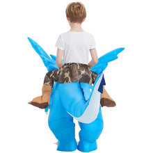 Load image into Gallery viewer, GOOSH Inflatable Dinosaur Costume Kids Halloween Blow up Costumes for Boys Girls Funny Riding Ice Dragon Air Costume for Party Cosplay
