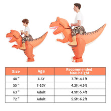 Load image into Gallery viewer, GOOSH Inflatable Dinosaur Costume for Adults Riding T Rex Air Blow up Funny Fancy Dress Halloween Party Cosplay Costume
