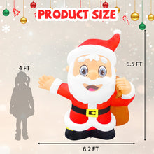 Load image into Gallery viewer, GOOSH 6.5 FT Santa Claus Christmas Inflatables Outdoor Decoration, Blow up Santa Decor with Big Bag, Built-in LED Lights for Garden Patio Lawn Home Indoor Holiday Party
