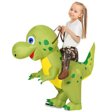 Load image into Gallery viewer, GOOSH Inflatable Green Dinosaur Costume for Kids Halloween Costume Party Cosplay Girl Boy 55inch
