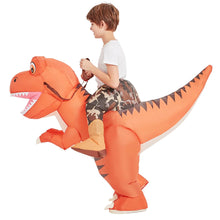 Load image into Gallery viewer, GOOSH Inflatable Dinosaur Costume Kids 48IN Halloween Blow up Costumes for Boys Girls Funny Riding T Rex Air Costume for Party Cosplay
