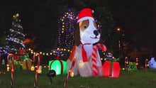 Load and play video in Gallery viewer, GOOSH 5 FT Christmas Inflatables Dog Outdoor Decorations Blow Up Dogs with Gift Box with Built-in LEDs for Xmas Party Indoor Garden Lawn Decor
