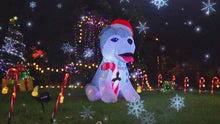 Load and play video in Gallery viewer, GOOSH 4 FT Christmas Inflatables Dog Outdoor Decorations Blow Up Husky Dogs Holding Candy Cane with Built-in LEDs for Xmas Party Indoor Garden Lawn Decor
