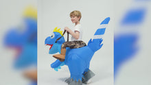 Load and play video in Gallery viewer, Goosh Inflatable Dinosaur Costume Kids Halloween Blow up Costumes for Boys Girls Funny Riding Air Costume for Party Cosplay
