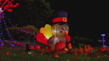 Load and play video in Gallery viewer, Goosh 5 FT Tall Thanksgiving Inflatables Turkey Baby in Hat with Built-in LEDs Blow Up Yard Decoration for Holiday Party Indoor Outdoor Garden Lawn
