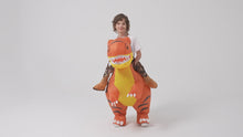 Load and play video in Gallery viewer, GOOSH Inflatable Dinosaur Costume Kid Size Riding Air Funny Blow up Dinosaur Costume for Halloween Cosplay Party
