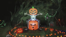 Load and play video in Gallery viewer, GOOSH Halloween Inflatable 5FT Skull Skeleton Pumpkin Head with Built-in LEDs Blow Up Yard Decoration for Holiday Party Indoor, Outdoor, Yard, Garden, Lawn
