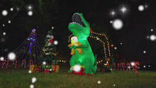 Load and play video in Gallery viewer, GOOSH 7Ft High Christmas Inflatable Dinosaur with Build-in LED Light Blow up Yard Decoration, Indoor Outdoor Party Garden Christmas Decoration.
