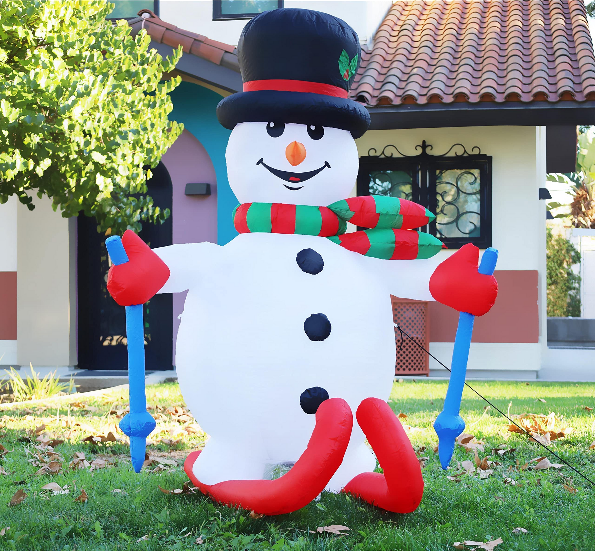 GOOSH 6 FT Height Christmas Inflatables Outdoor Ski Snowman, Blow Up Y